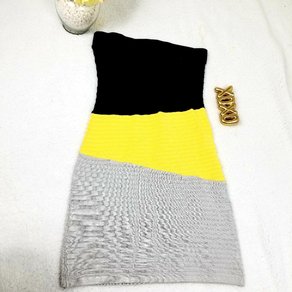Sexy short dress yellow black Special for party - Picture 1 of 5